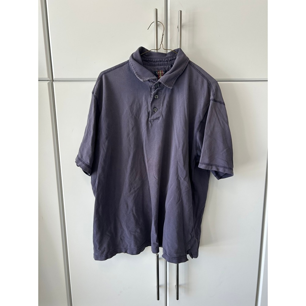 Arrow Mens XL Polo Shirt Short Sleeve Cotton Pique Faded Purple Blue Casual